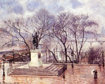  lluvia Obras - La terraza elevada del Pont Neuf Place Henri IV tarde lluvia 1902 Camille Pissarro paisaje